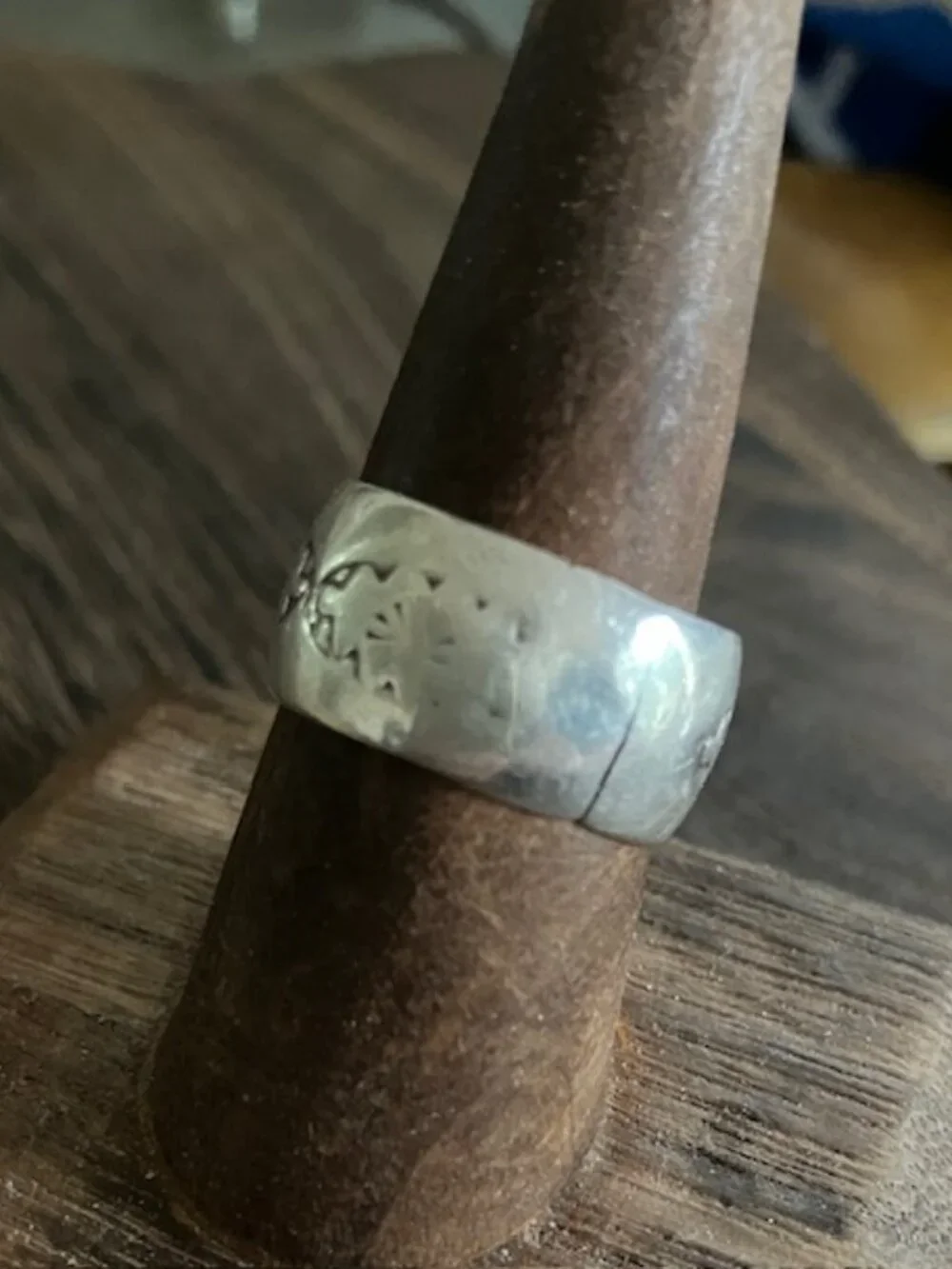 Vintage Navajo Wide Band Stamped Sterling Unisex Ring